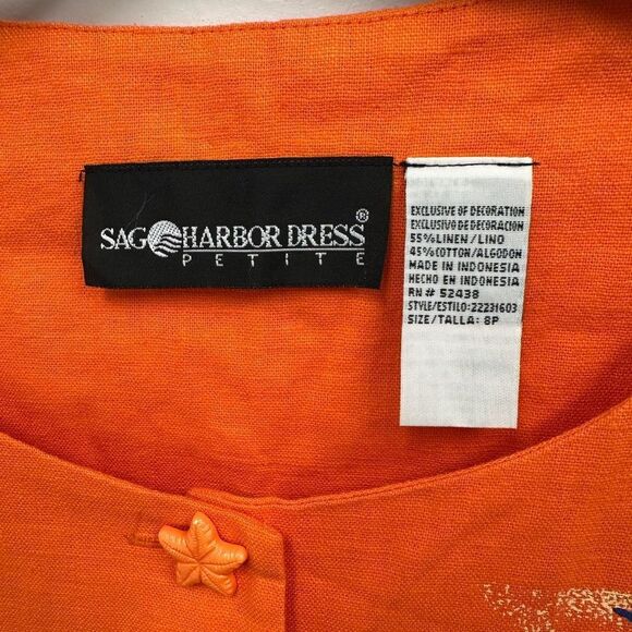 Vintage 90’s Orange Fish Ocean Theme Linen Sleeveless Top Vest Size M - Picture 6 of 10